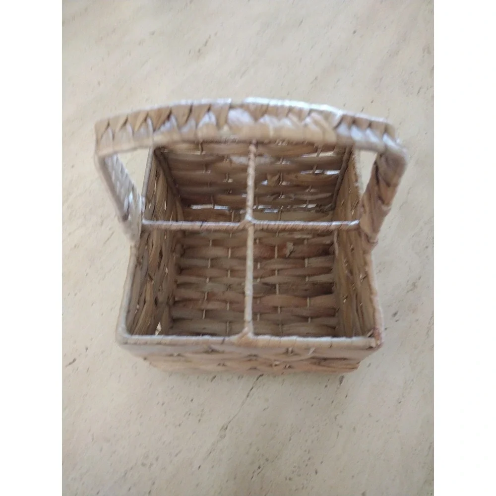 Utensil‎ Flatware Caddy Divided Basket Organizer Handmade Wicker Rattan